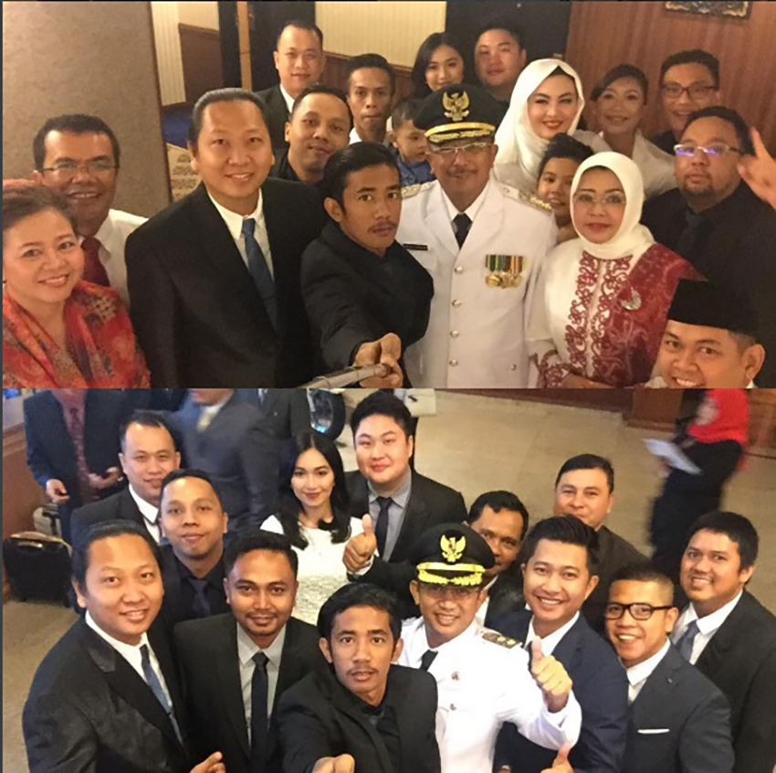 SELFIE DULU : Tim akun @Balikpapanku saat pelantikan Wali Kota dan Wawali Balikpapan.